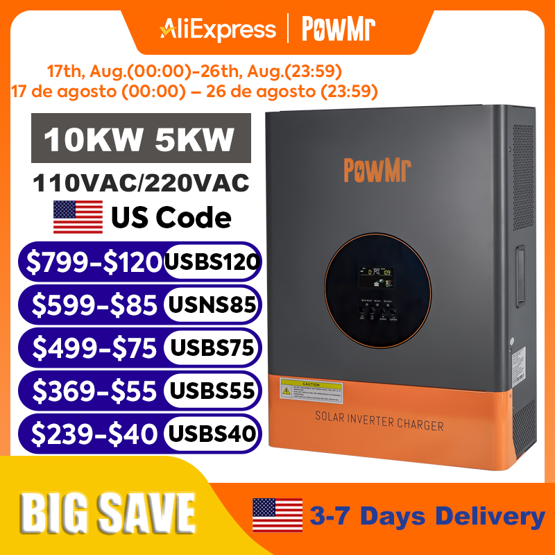 PowMr 10KW 5KW Split Phase Inv - огляд і ціна Drone Solar Charger